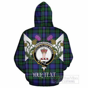 Donnachaidh Tartan Family Crest Cotton Hoodie Scottish Burns Night Thistle Floral