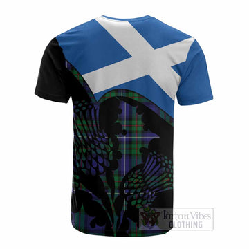 Donnachaidh Tartan Family Crest Cotton T-shirt Scotland Thistle Floral Flag Style