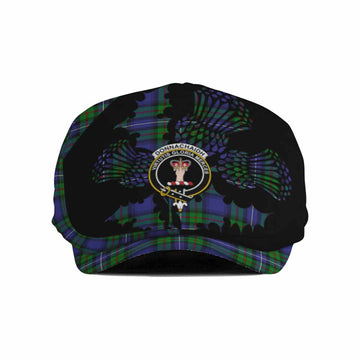Donnachaidh Tartan Family Crest Flat Cap, Jeff Cap Scotland Thistle Floral