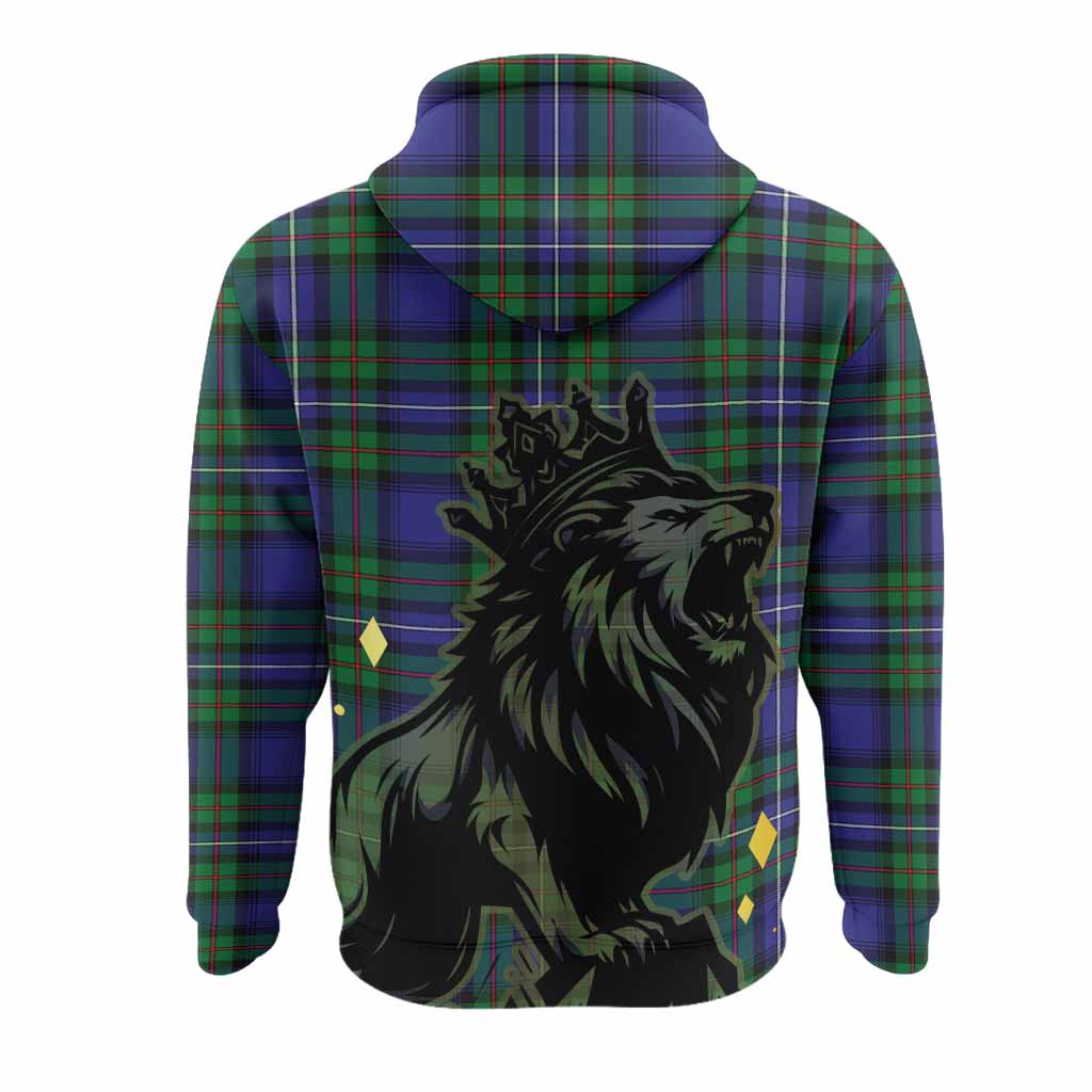 Donnachaidh Tartan Family Crest Hoodie Crowned Lion Roaring