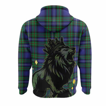 Donnachaidh Tartan Family Crest Hoodie Crowned Lion Roaring