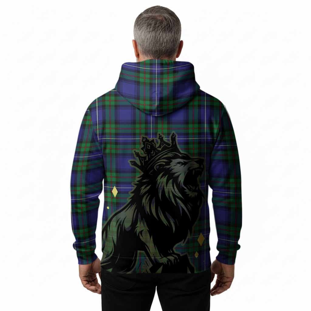 Donnachaidh Tartan Family Crest Hoodie Crowned Lion Roaring