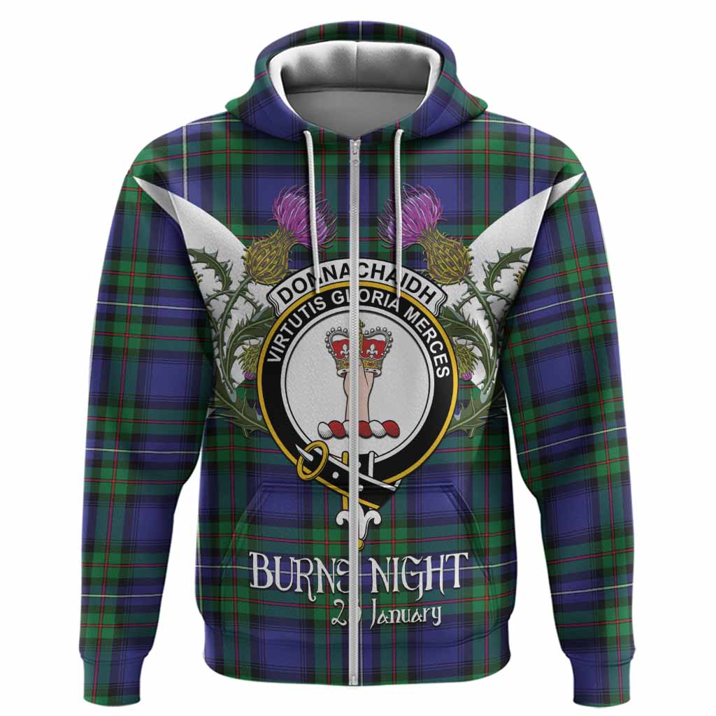 Donnachaidh Tartan Family Crest Hoodie Scottish Burns Night Thistle Floral