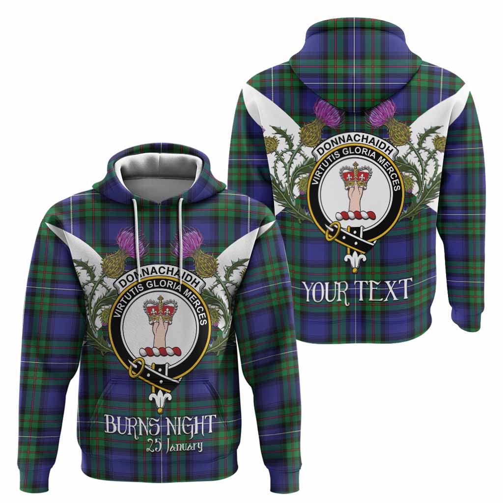 Donnachaidh Tartan Family Crest Hoodie Scottish Burns Night Thistle Floral