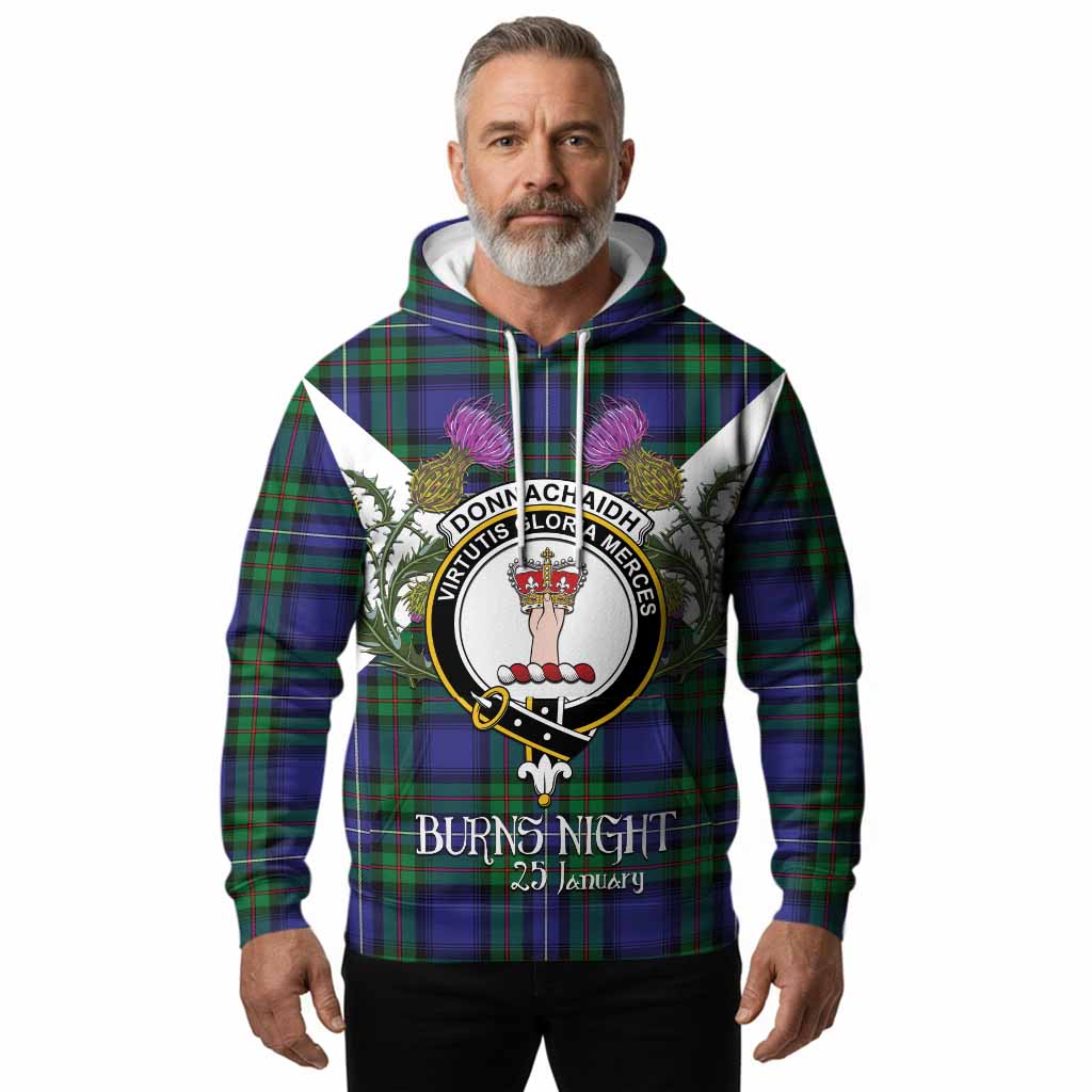 Donnachaidh Tartan Family Crest Hoodie Scottish Burns Night Thistle Floral