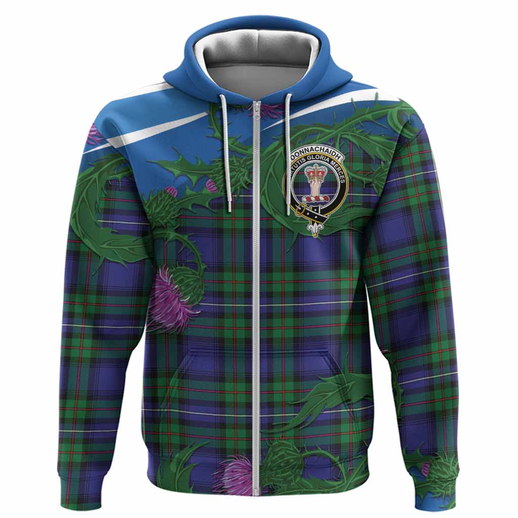 Donnachaidh Tartan Family Crest Hoodie Thistle in Minimalism