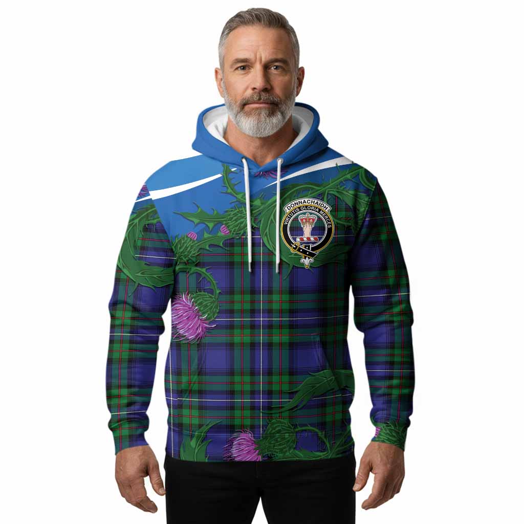 Donnachaidh Tartan Family Crest Hoodie Thistle in Minimalism