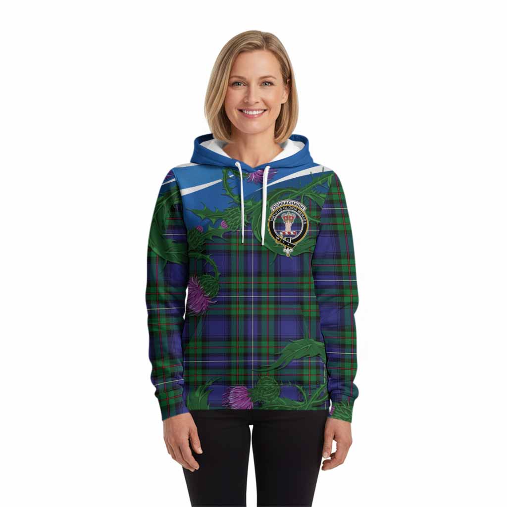 Donnachaidh Tartan Family Crest Hoodie Thistle in Minimalism