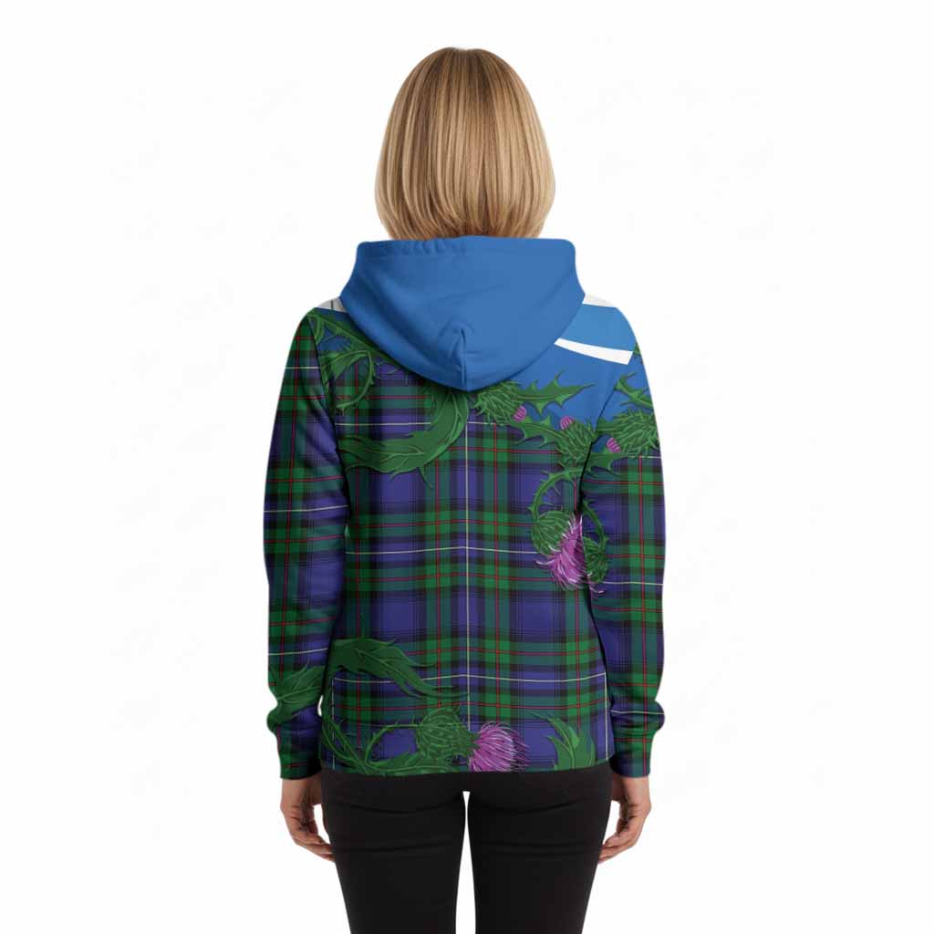 Donnachaidh Tartan Family Crest Hoodie Thistle in Minimalism