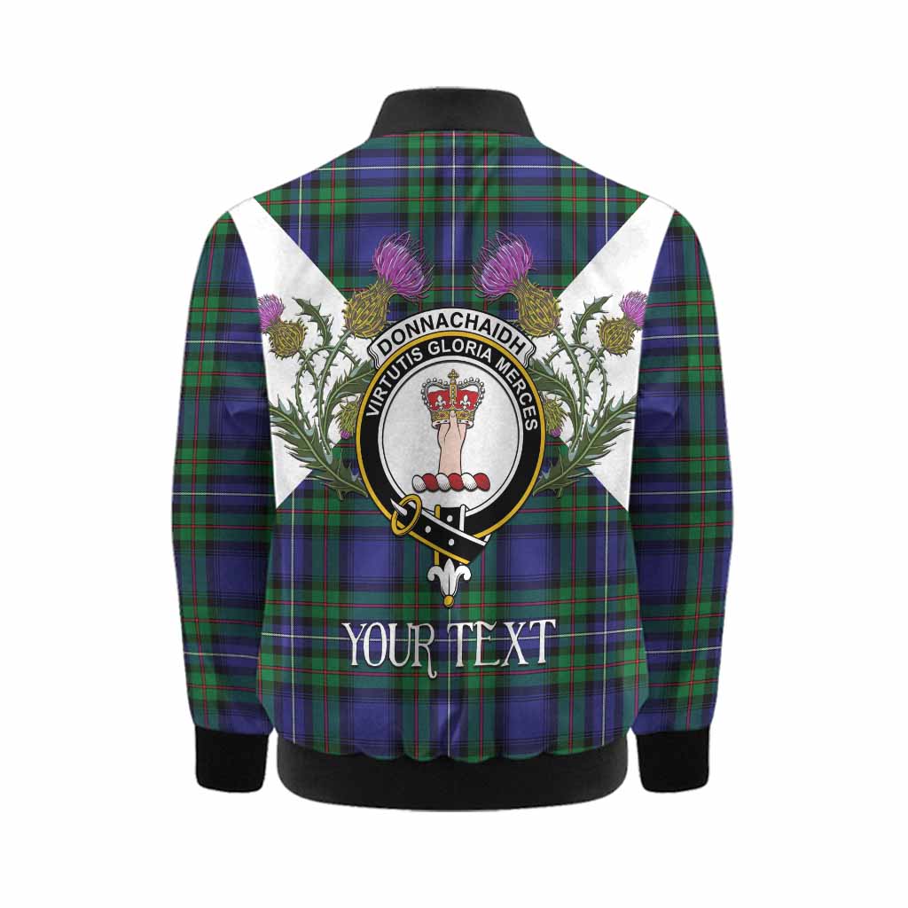 Donnachaidh Tartan Family Crest Kid Bomber Jacket Scottish Burns Night Thistle Floral