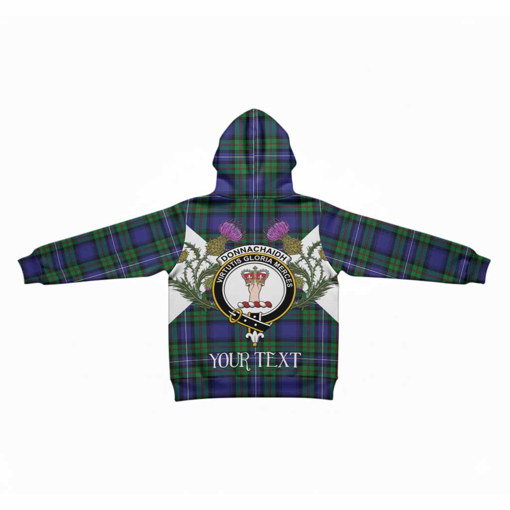 Donnachaidh Tartan Family Crest Kid Hoodie Scottish Burns Night Thistle Floral