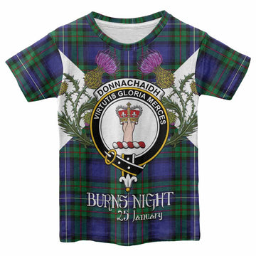 Donnachaidh Tartan Family Crest Kid T-shirt Scottish Burns Night Thistle Floral