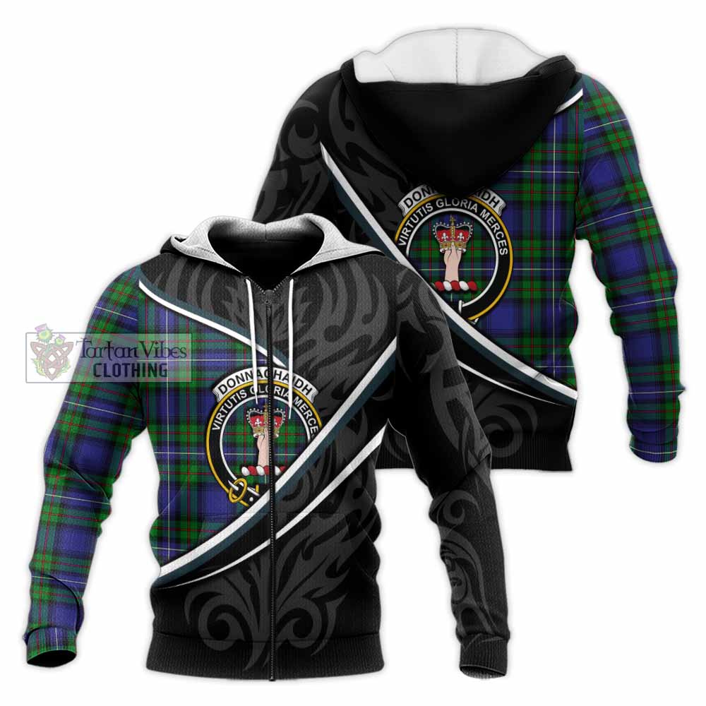 Donnachaidh Tartan Family Crest Knitted Hoodie Celtic Scottish Thistle Floral - Tartan Vibes Clothing