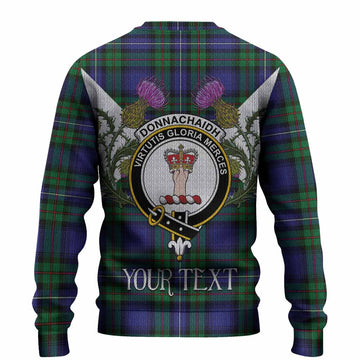 Donnachaidh Tartan Family Crest Knitted Sweater Scottish Burns Night Thistle Floral