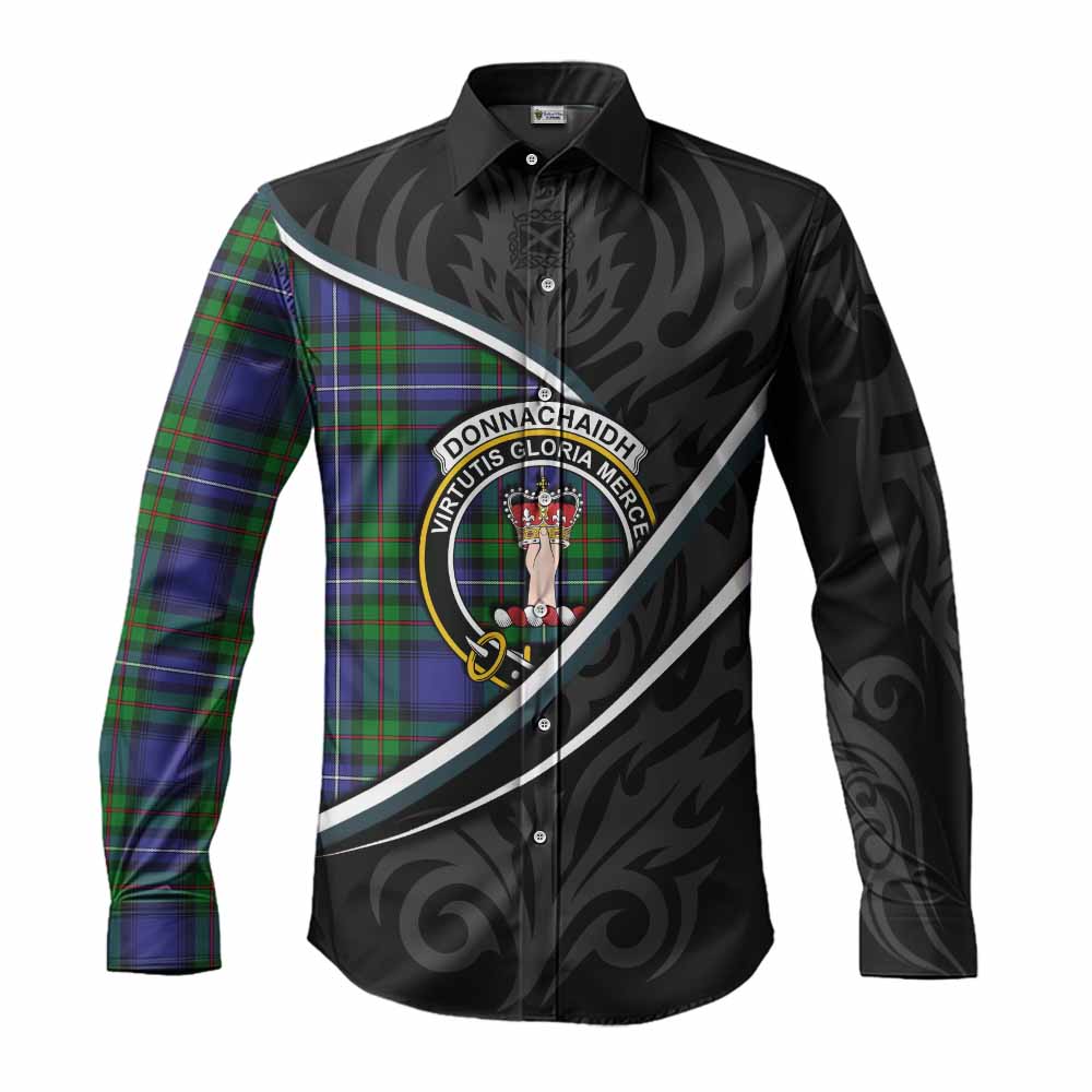 Donnachaidh Tartan Family Crest Long Sleeve Button Shirts Celtic Scottish Thistle Floral - Tartan Vibes Clothing