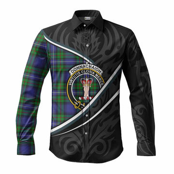 Donnachaidh Tartan Family Crest Long Sleeve Button Shirts Celtic Scottish Thistle Floral