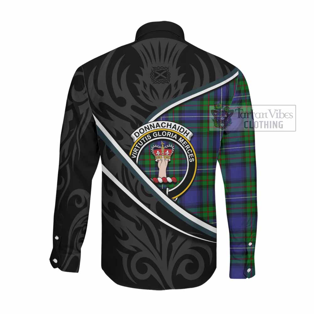 Donnachaidh Tartan Family Crest Long Sleeve Button Shirts Celtic Scottish Thistle Floral - Tartan Vibes Clothing