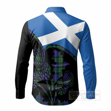 Donnachaidh Tartan Family Crest Long Sleeve Button Shirts Scotland Thistle Floral Flag Style