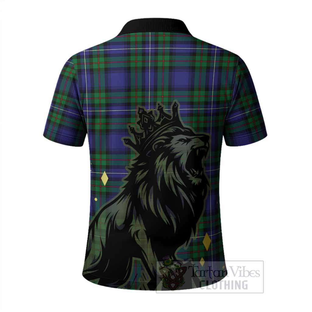 Donnachaidh Tartan Family Crest Polo Shirt Crowned Lion Roaring