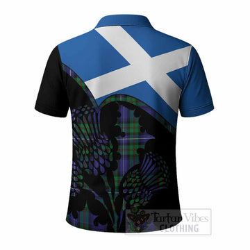 Donnachaidh Tartan Family Crest Polo Shirt Scotland Thistle Floral Flag Style