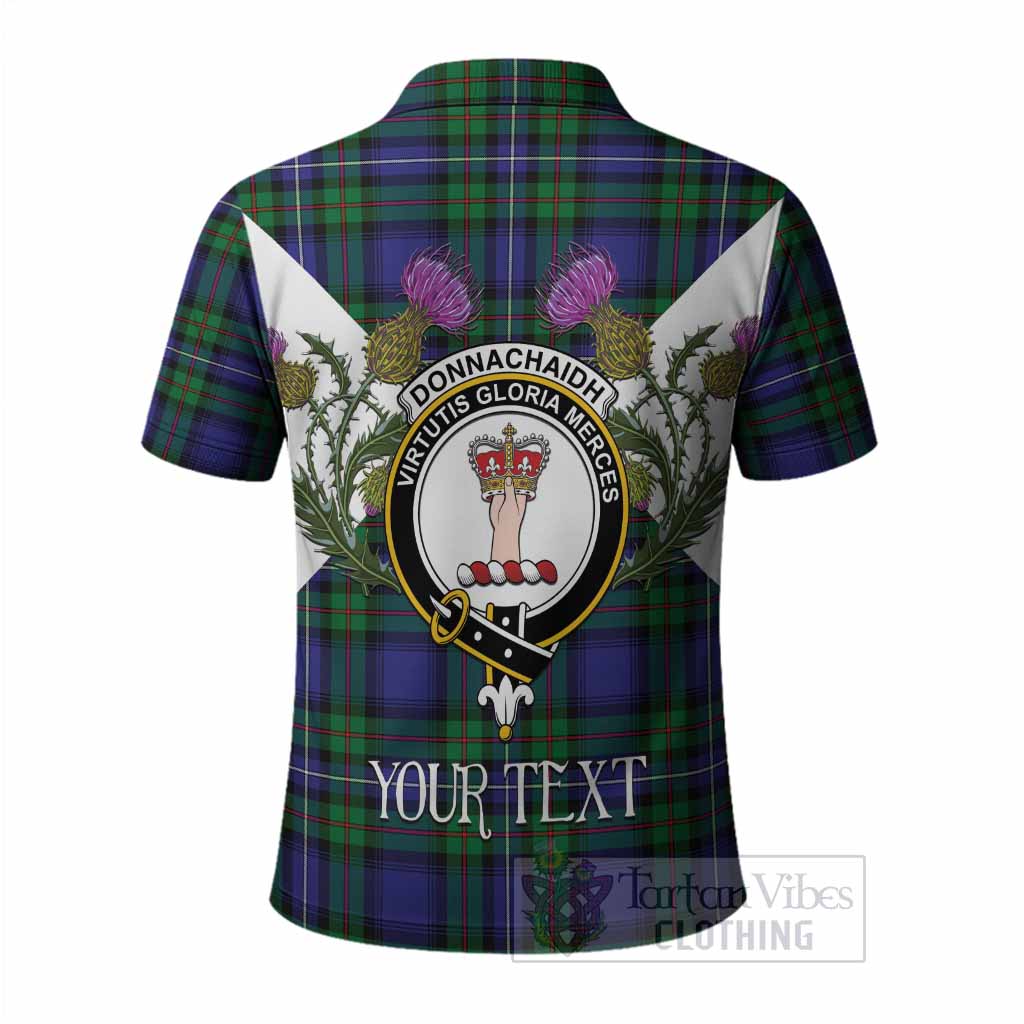 Donnachaidh Tartan Family Crest Polo Shirt Scottish Burns Night Thistle Floral