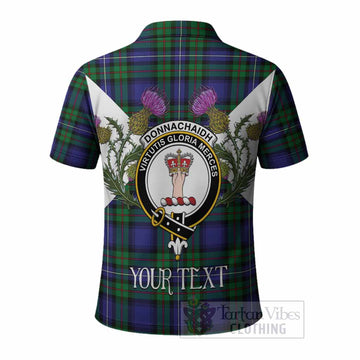 Donnachaidh Tartan Family Crest Polo Shirt Scottish Burns Night Thistle Floral