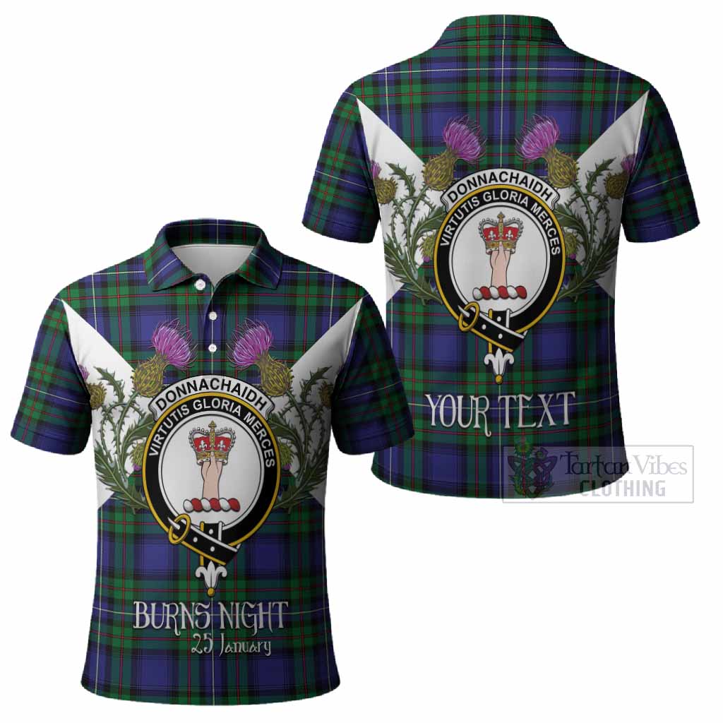 Donnachaidh Tartan Family Crest Polo Shirt Scottish Burns Night Thistle Floral