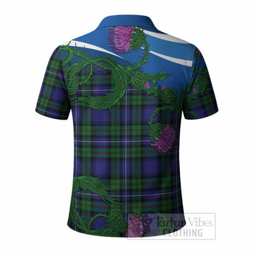 Donnachaidh Tartan Family Crest Polo Shirt Thistle in Minimalism