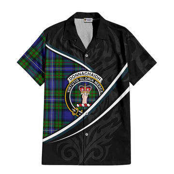 Donnachaidh Tartan Family Crest Hawaiian Shirt Celtic Scottish Thistle Floral