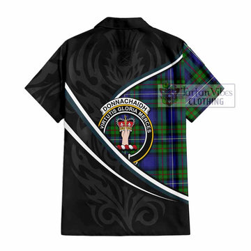 Donnachaidh Tartan Family Crest Hawaiian Shirt Celtic Scottish Thistle Floral