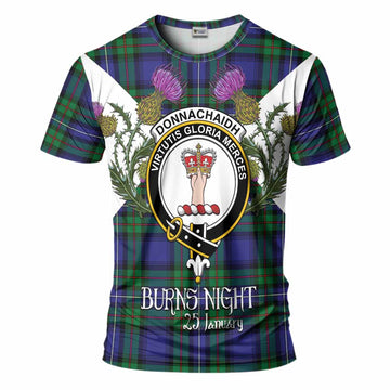 Donnachaidh Tartan Family Crest T-Shirt Scottish Burns Night Thistle Floral