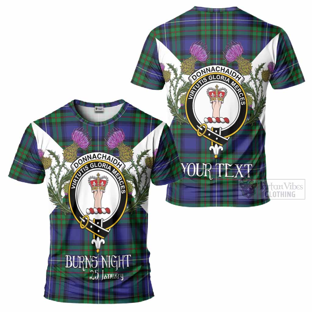 Donnachaidh Tartan Family Crest T-Shirt Scottish Burns Night Thistle Floral