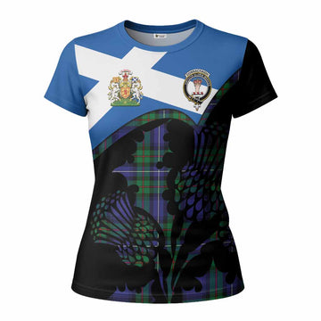 Donnachaidh Tartan Family Crest Women T shirt Scotland Thistle Floral Flag Style