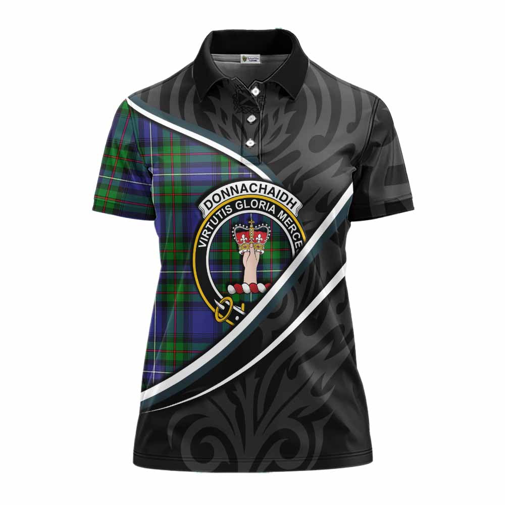 Donnachaidh Tartan Family Crest Women's Polo Shirt Celtic Scottish Thistle Floral - Tartan Vibes Clothing