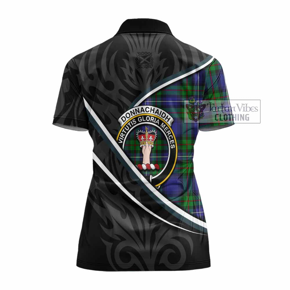 Donnachaidh Tartan Family Crest Women's Polo Shirt Celtic Scottish Thistle Floral - Tartan Vibes Clothing