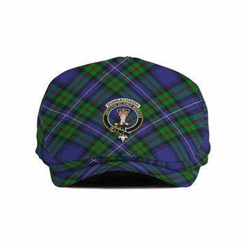 Donnachaidh Tartan Flat Cap, Jeff Cap Cross Style with Family Crest