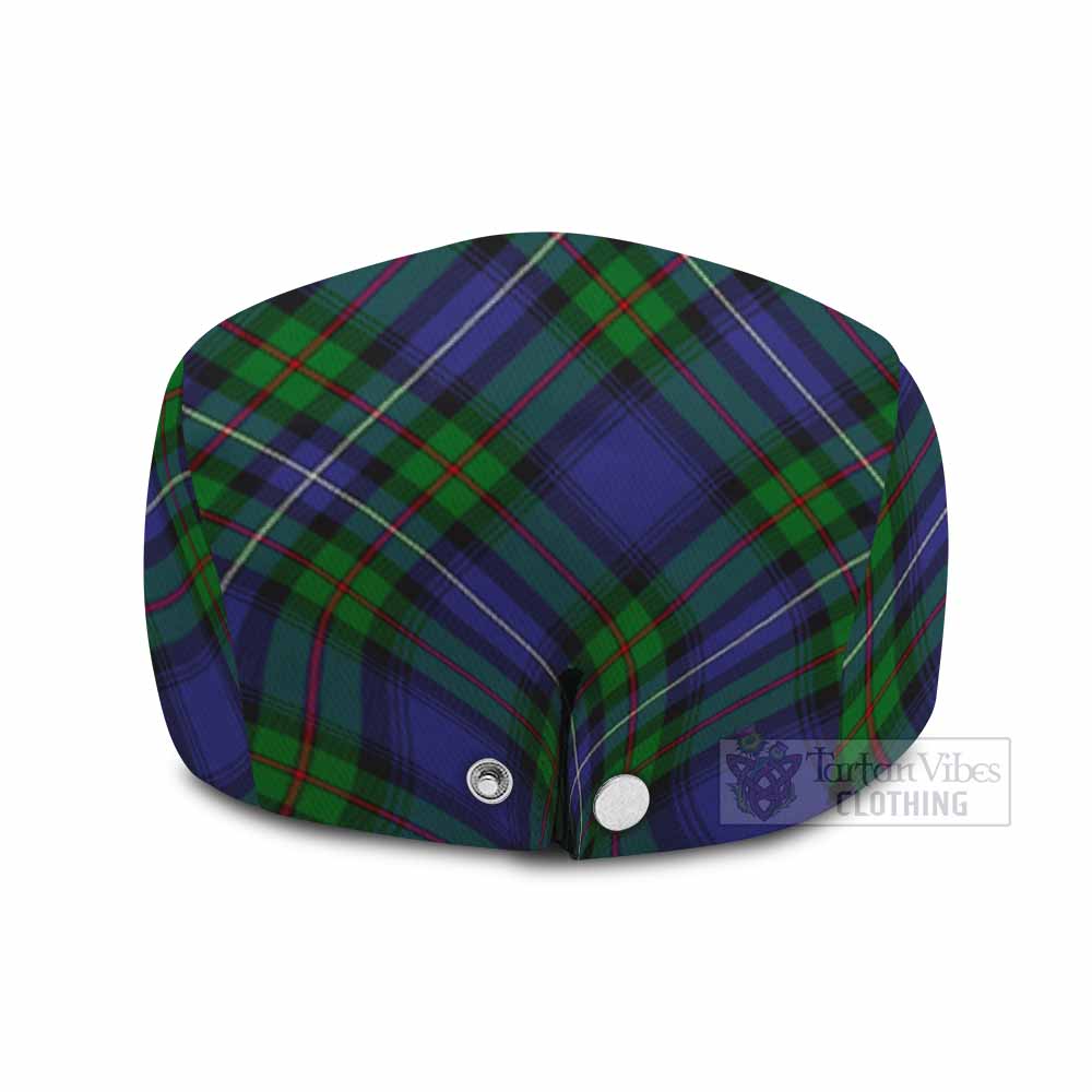 Donnachaidh Tartan Flat Cap, Jeff Cap Cross Style with Family Crest - Tartan Vibes Clothing