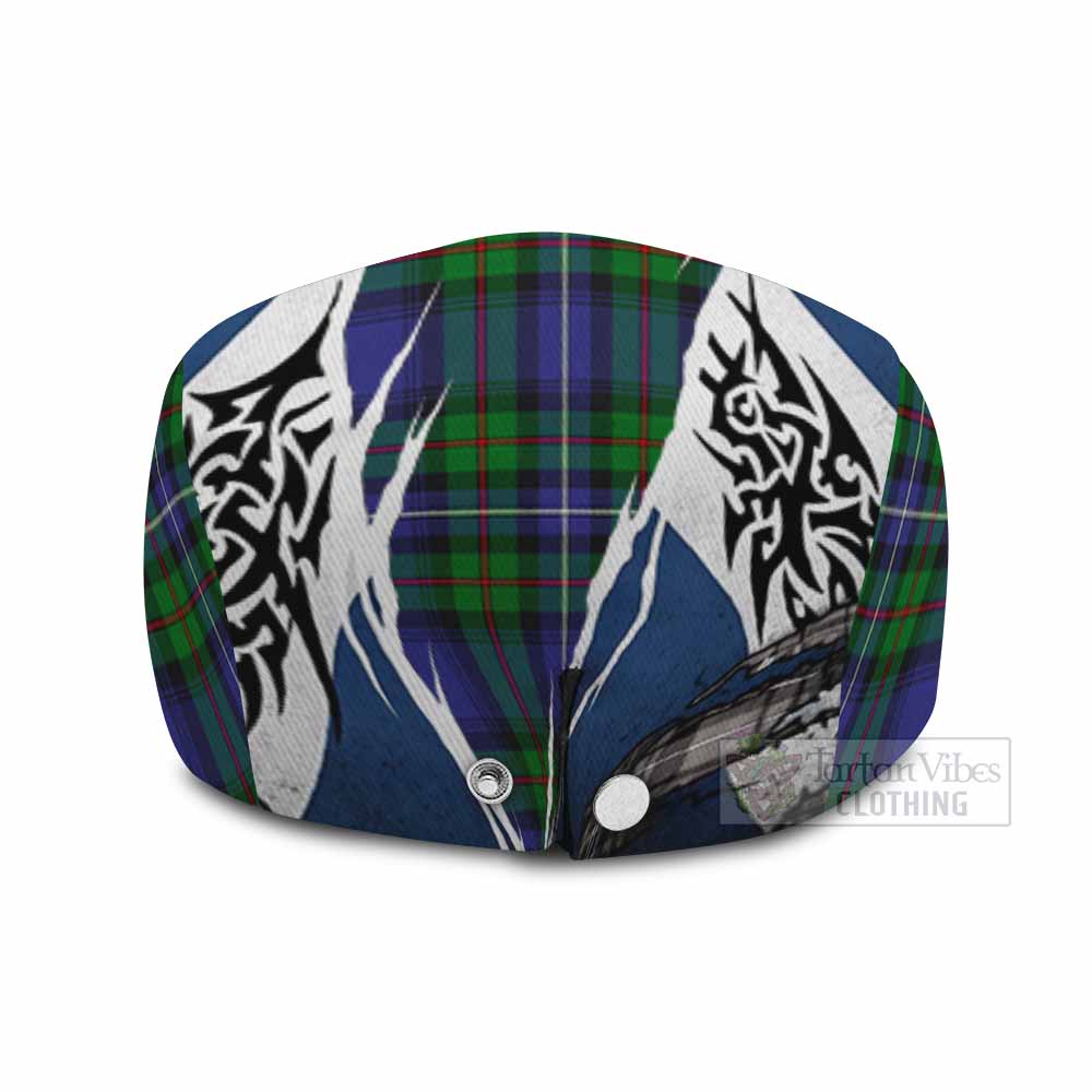 Donnachaidh Tartan Flat Cap, Jeff Cap Scotland Flag Ripped Tribal Design