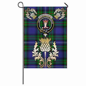 Donnachaidh Tartan Garden Flag with Golden Regal Scottish Thistle Emblem