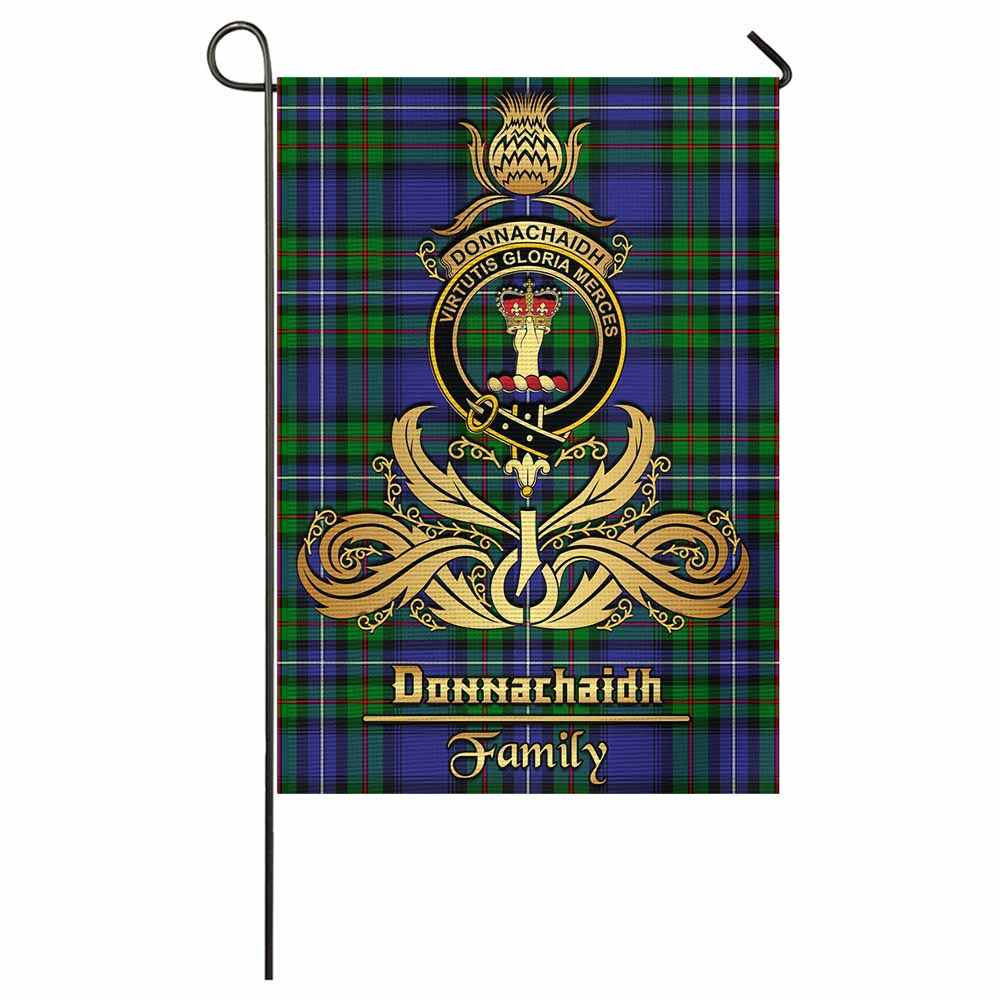 Donnachaidh Tartan Garden Flag with Highland Thistle Cherish Family Crest Style - Tartan Vibes Clothing