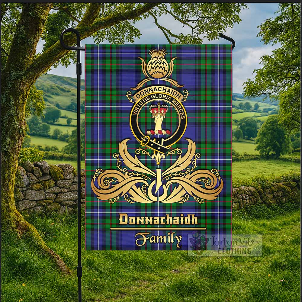Donnachaidh Tartan Garden Flag with Highland Thistle Cherish Family Crest Style - Tartan Vibes Clothing