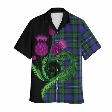 Donnachaidh Tartan Hawaiian Shirt Traditional Scottish Thistle