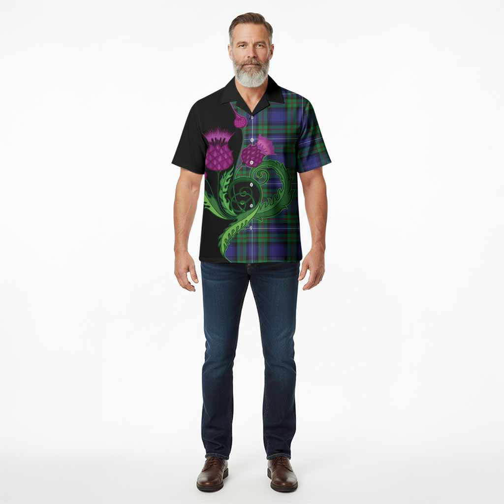 Donnachaidh Tartan Hawaiian Shirt Traditional Scottish Thistle