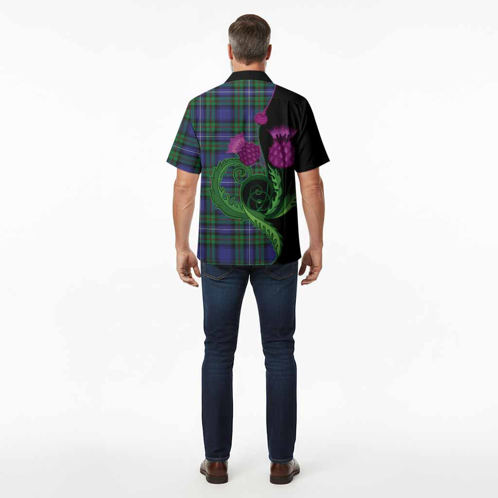 Donnachaidh Tartan Hawaiian Shirt Traditional Scottish Thistle