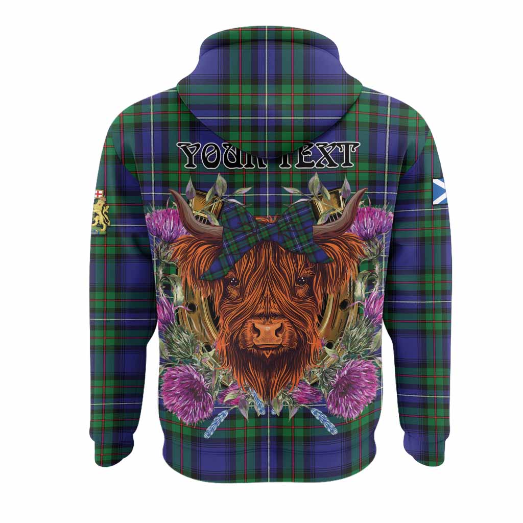 Donnachaidh Tartan Hoodie Scottish Thistle Heilan Coo