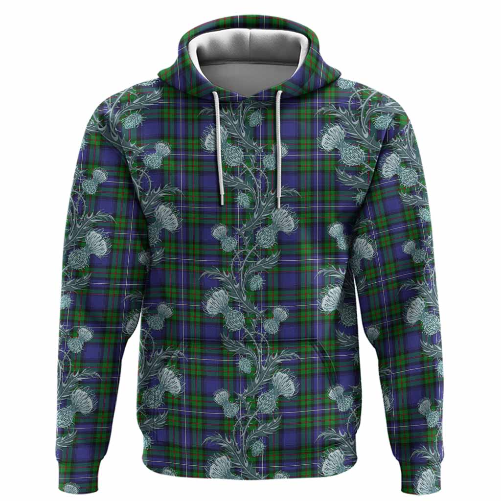 Donnachaidh Tartan Hoodie Seamless Scottish Thistle Flowers