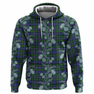 Donnachaidh Tartan Hoodie Seamless Scottish Thistle Flowers