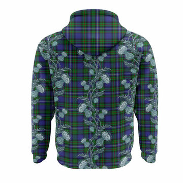 Donnachaidh Tartan Hoodie Seamless Scottish Thistle Flowers