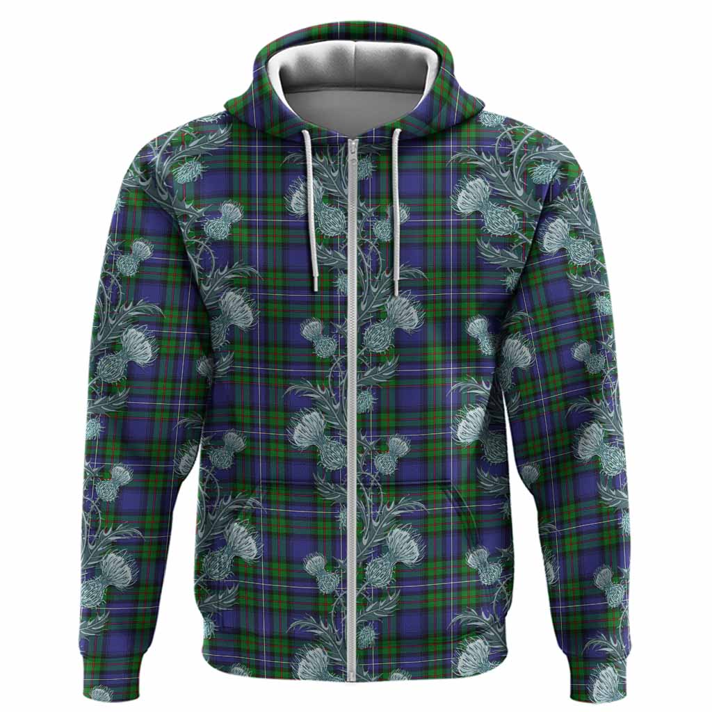 Donnachaidh Tartan Hoodie Seamless Scottish Thistle Flowers