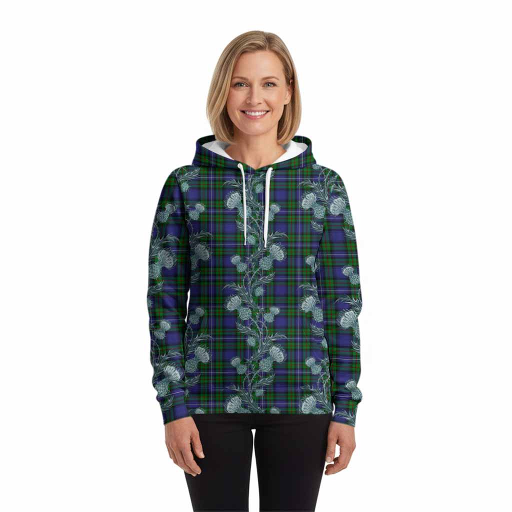 Donnachaidh Tartan Hoodie Seamless Scottish Thistle Flowers